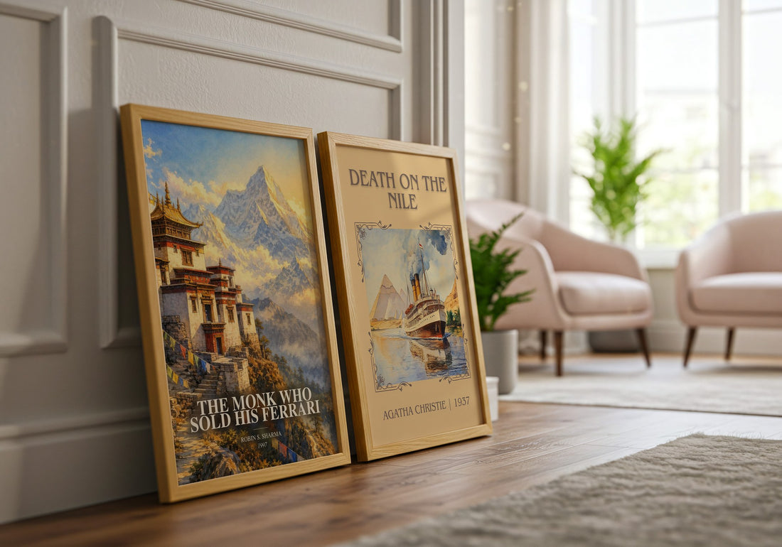 The Monk Who Sold His Ferrari watercolour print framed by window – literary home decor