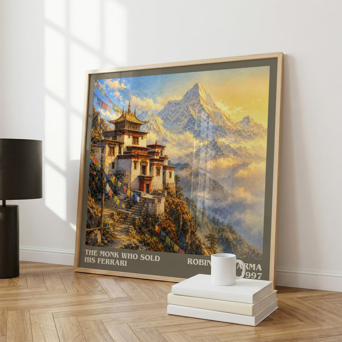 The Monk Who Sold His Ferrari literary print framed by window – literary home decor