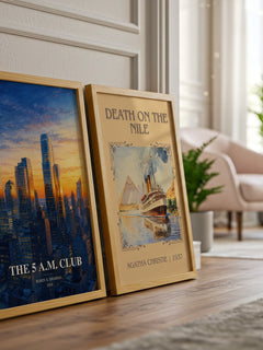 The 5 a.m. Club watercolour print framed by window – literary home decor