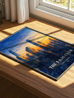 The 5 a.m. Club watercolour book poster framed on wall – non fiction wall art