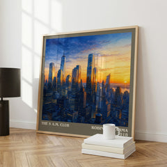 The 5 a.m. Club literary print framed by window – literary home decor