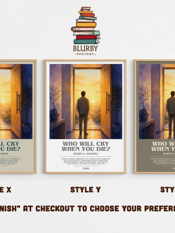 Who Will Cry When You Die? bookish print in frame leaning in hallway – non fiction wall art