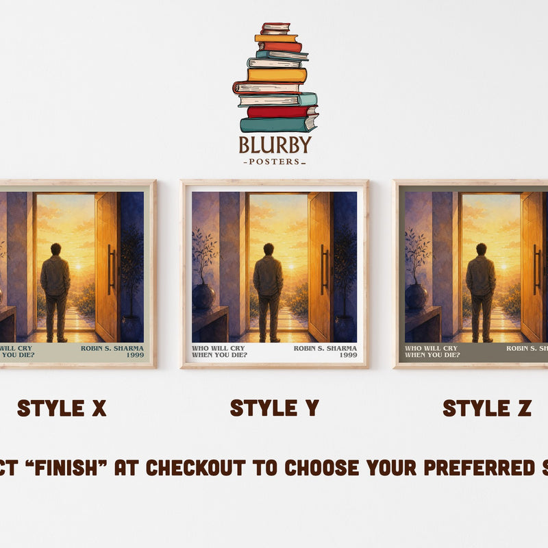 Who Will Cry When You Die? literary print in frame leaning in hallway – non fiction wall art