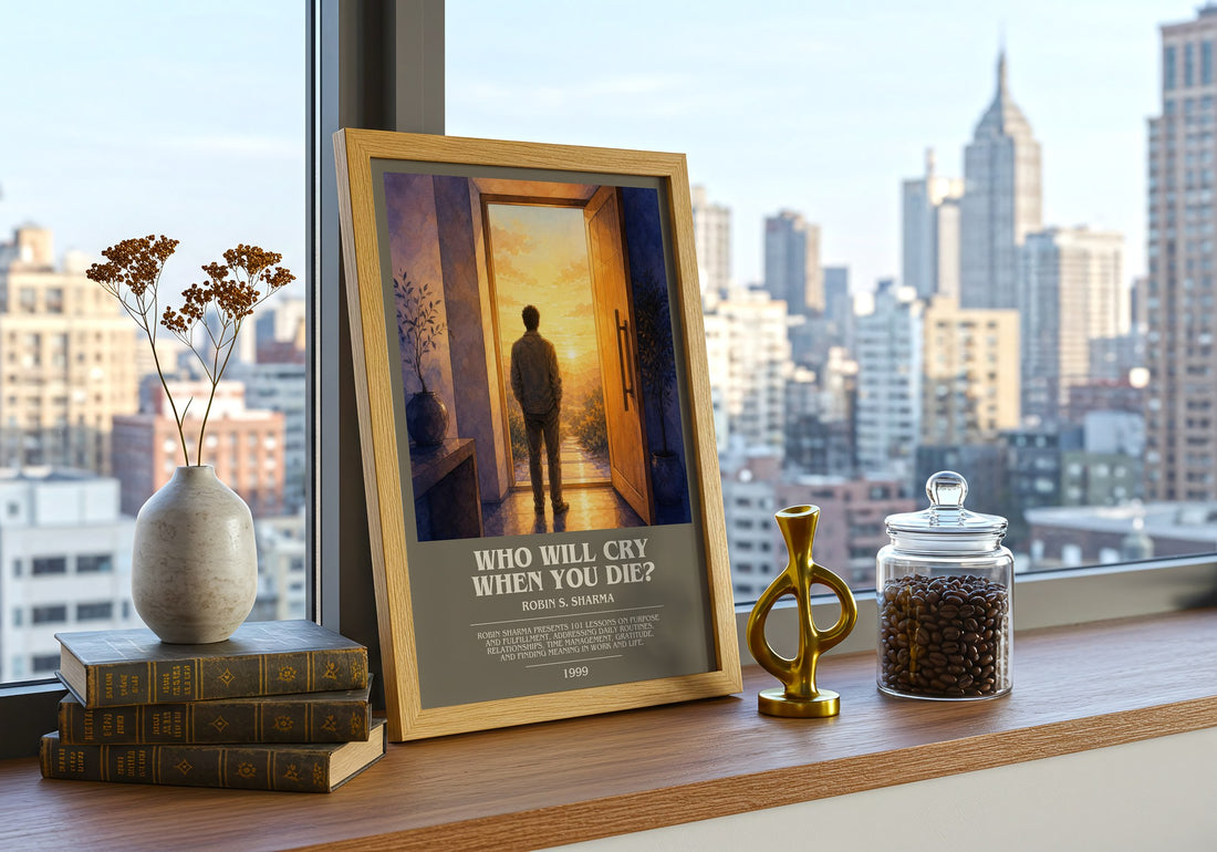 Who Will Cry When You Die? bookish print framed by window – literary home decor