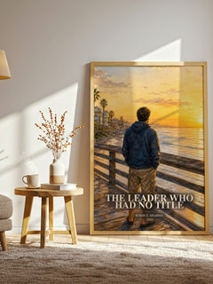 The leader who had no title watercolour print in frame leaning in hallway – non fiction wall art
