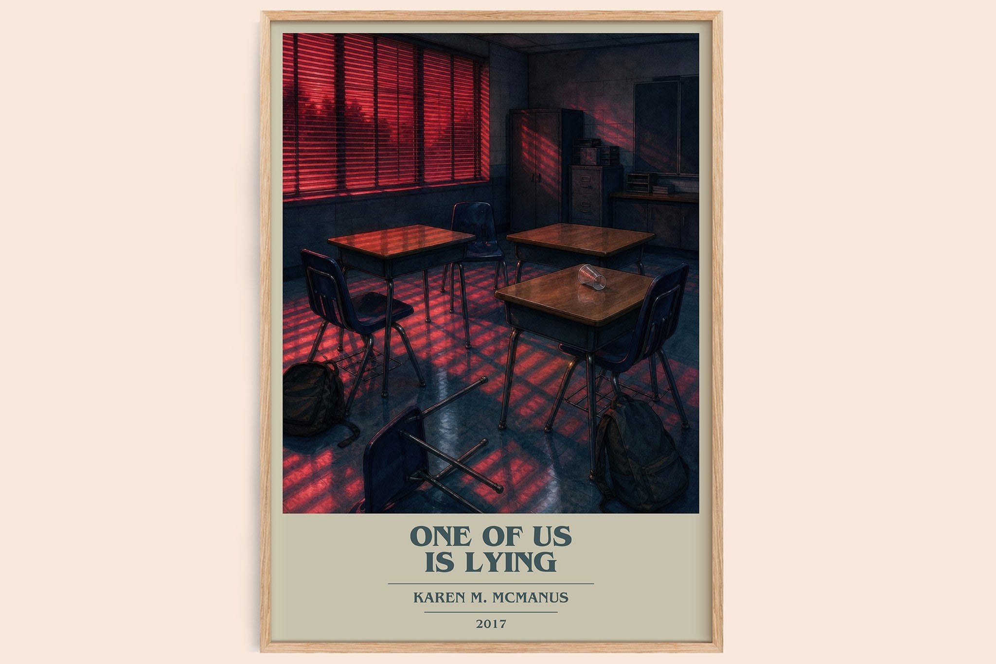 One Of Us Is Lying Book Cover Poster by Karen M. McManus