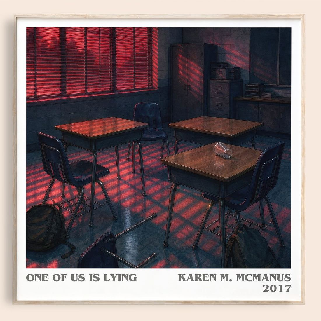 One Of Us Is Lying literary book poster by Karen M. McManus – framed literary art print