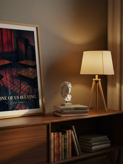 One Of Us Is Lying watercolour print on bookshelf – Karen M. McManus fan gift