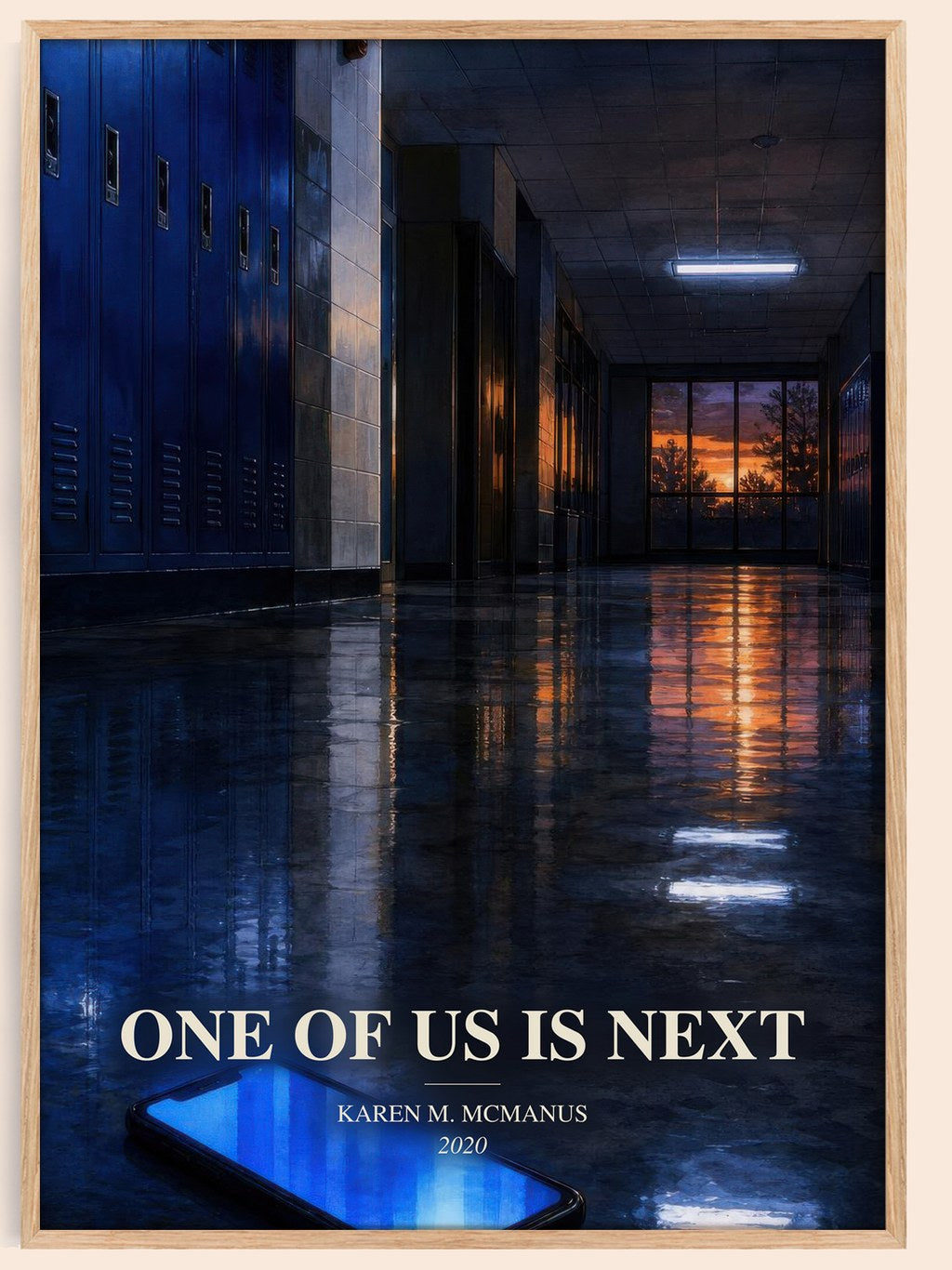 One of us is next watercolour book poster by Karen M. McManus – framed literary art print
