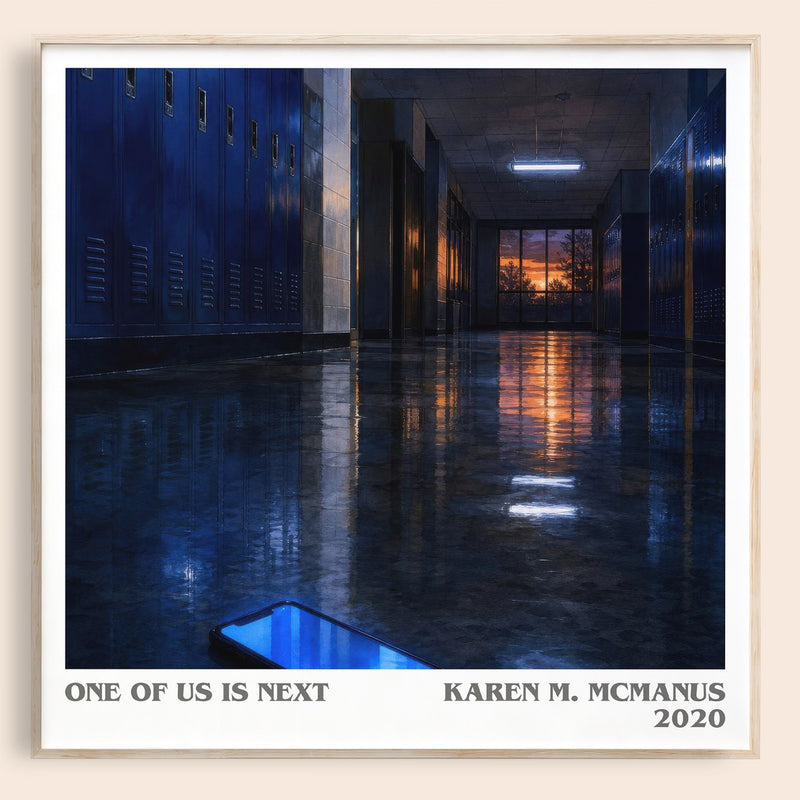 One of us is next literary book poster by Karen M. McManus – framed literary art print