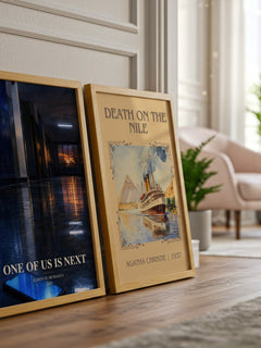 One of us is next watercolour print framed by window – literary home decor