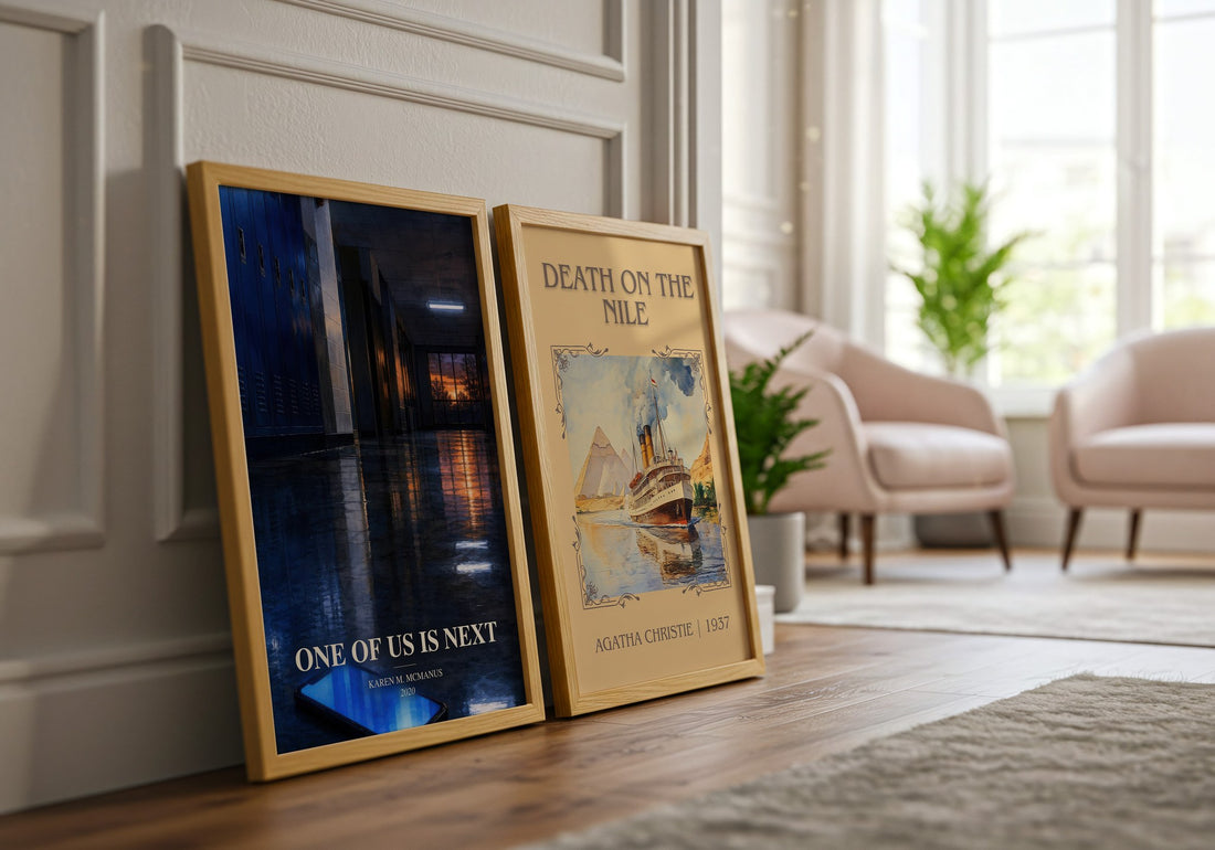 One of us is next watercolour print framed by window – literary home decor