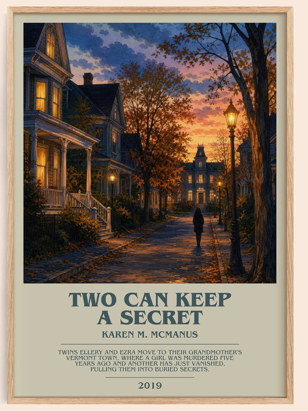 Two Can Keep a Secret bookish book poster by Karen M. McManus – framed literary art print