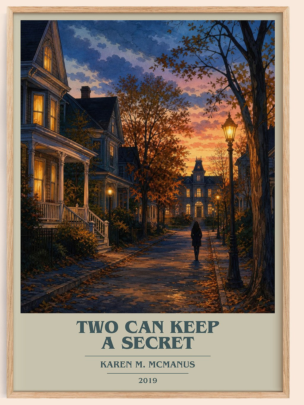 Two Can Keep a Secret book cover book poster by Karen M. McManus – framed literary art print