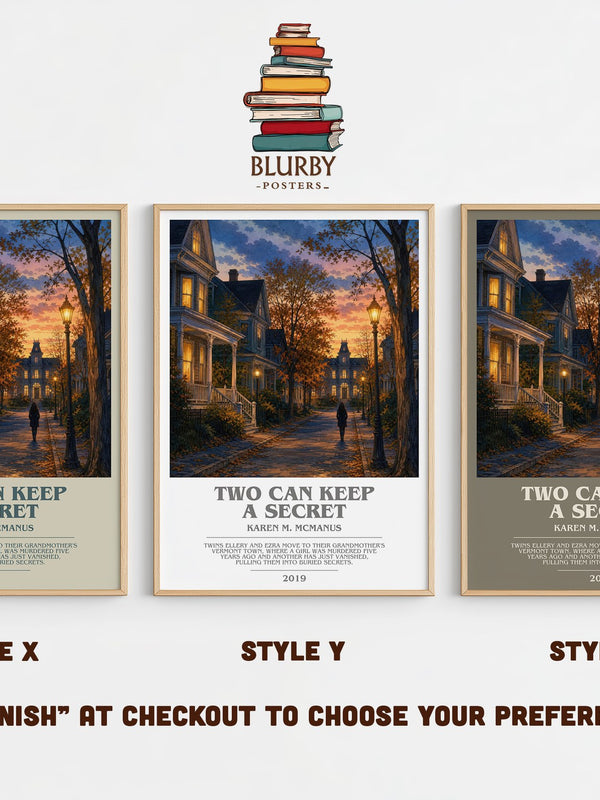 Two Can Keep a Secret bookish print in frame leaning in hallway – young adult wall art