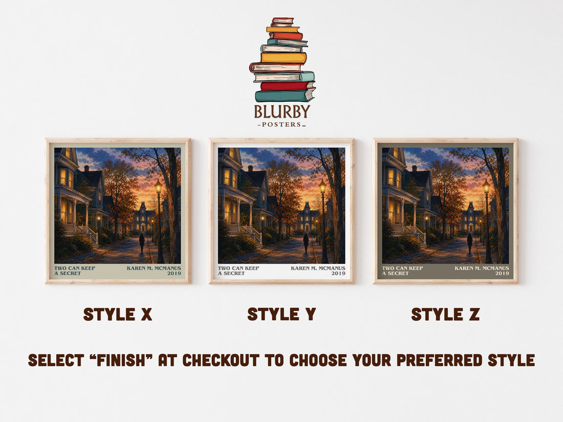 Two Can Keep a Secret literary print in frame leaning in hallway – young adult wall art (mockup)