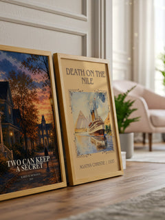 Two Can Keep a Secret watercolour print framed by window – literary home decor