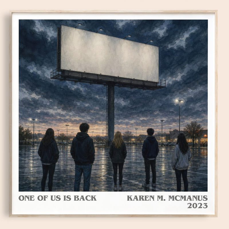 One of Us Is Back literary book poster by Karen M. McManus – framed literary art print