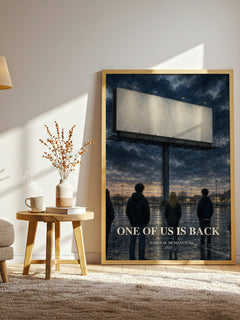 One of Us Is Back watercolour print in frame leaning in hallway – young adult wall art