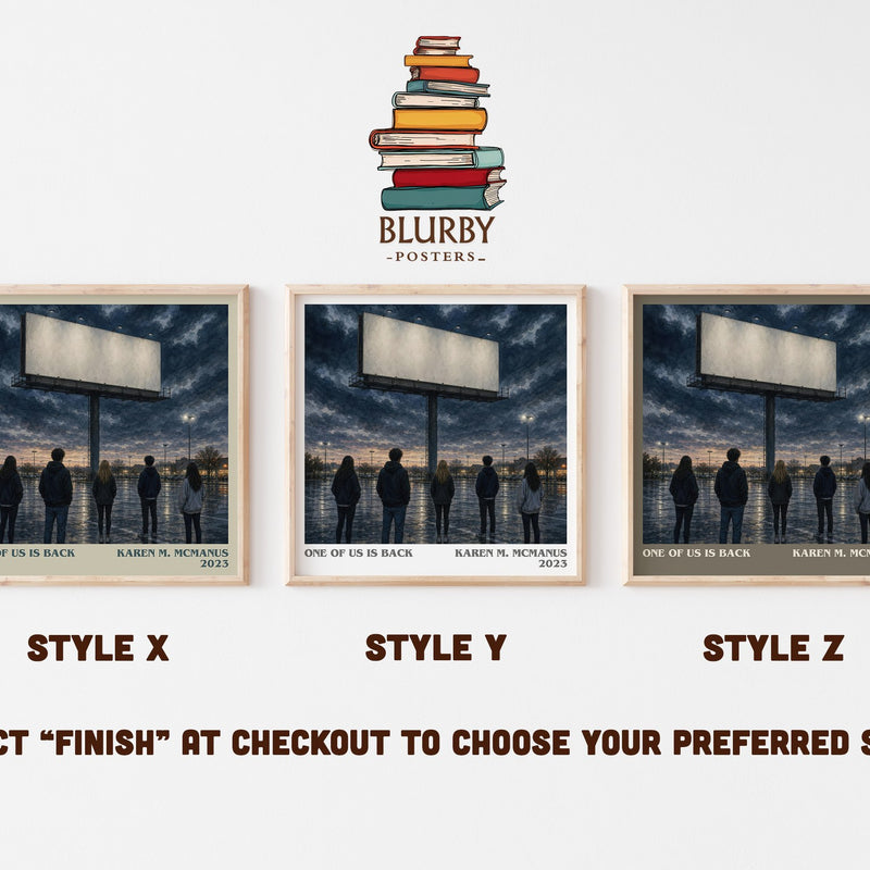 One of Us Is Back literary print in frame leaning in hallway – young adult wall art