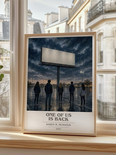 One of Us Is Back book cover poster colour and style options – Karen M. McManus book art