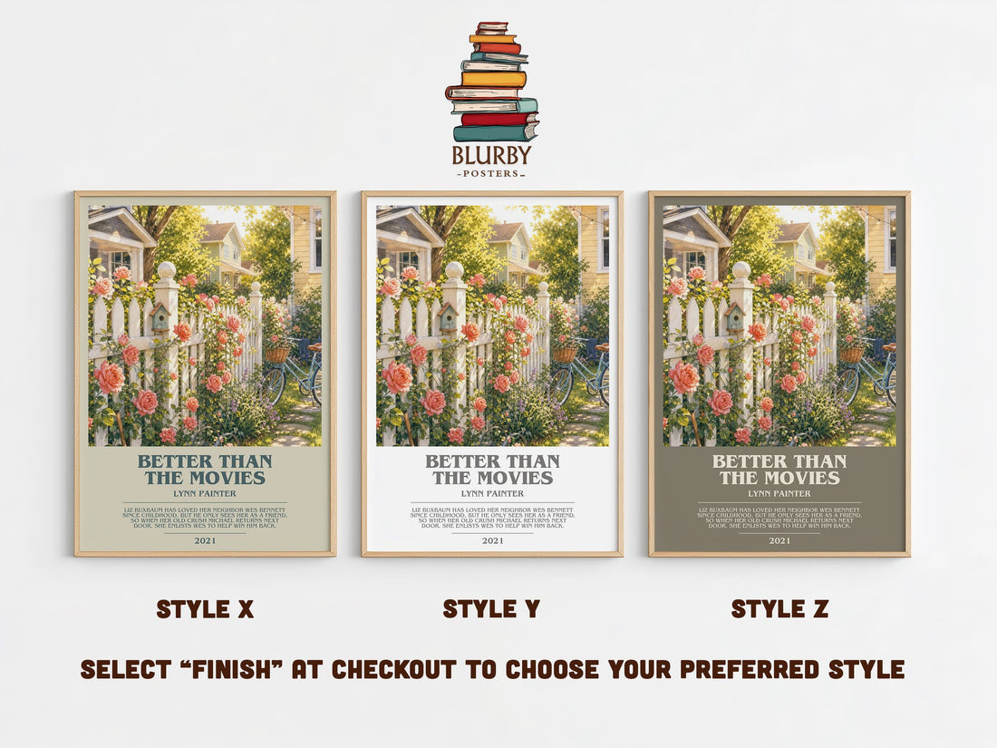 Better Than the Movies bookish print in frame leaning in hallway – young adult wall art (mockup)