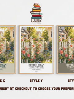 Better Than the Movies book cover print in frame leaning in hallway – young adult wall art