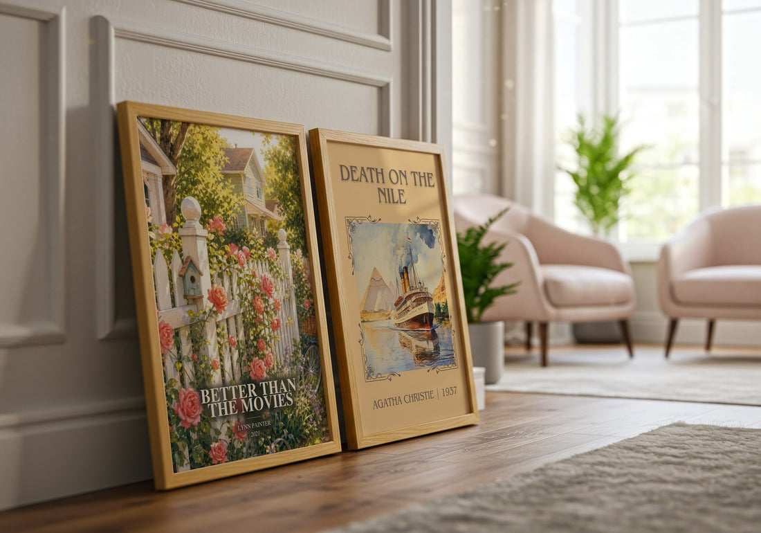 Better Than the Movies watercolour print framed by window – literary home decor