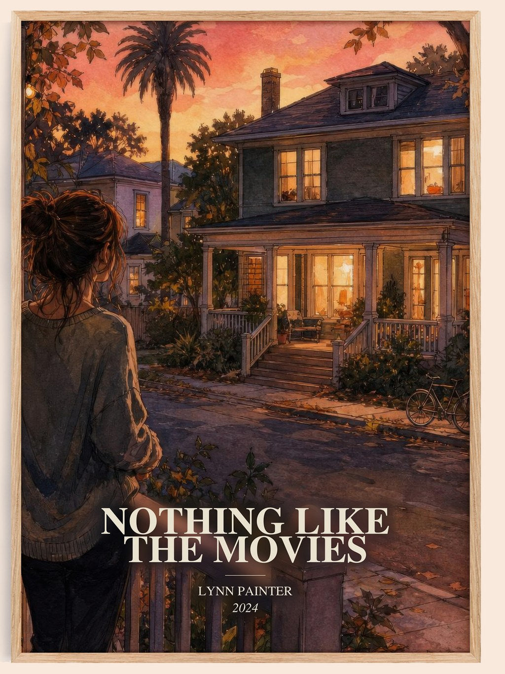 Nothing Like the Movies watercolour book poster by Lynn Painter – framed literary art print
