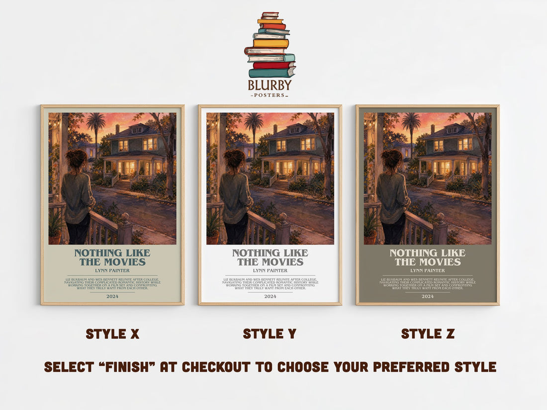 Nothing Like the Movies bookish print in frame leaning in hallway – romance wall art (mockup)