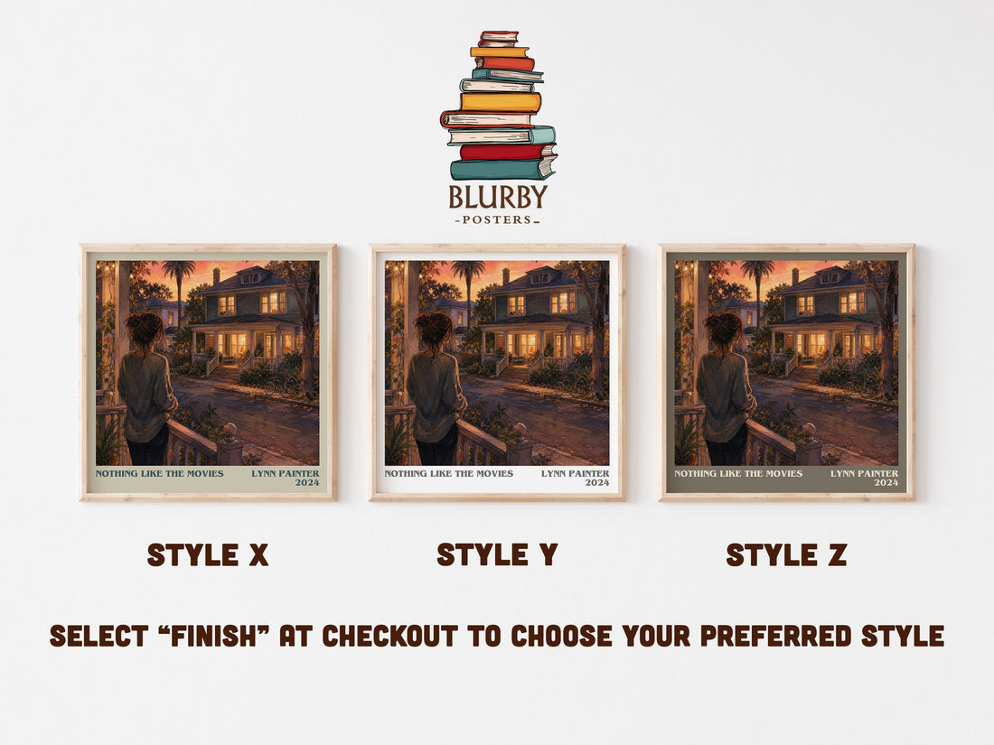 Nothing Like the Movies literary print in frame leaning in hallway – romance wall art (mockup)