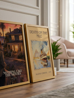 Nothing Like the Movies watercolour print framed by window – literary home decor