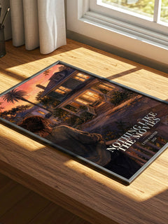 Nothing Like the Movies watercolour book poster framed on wall – romance wall art