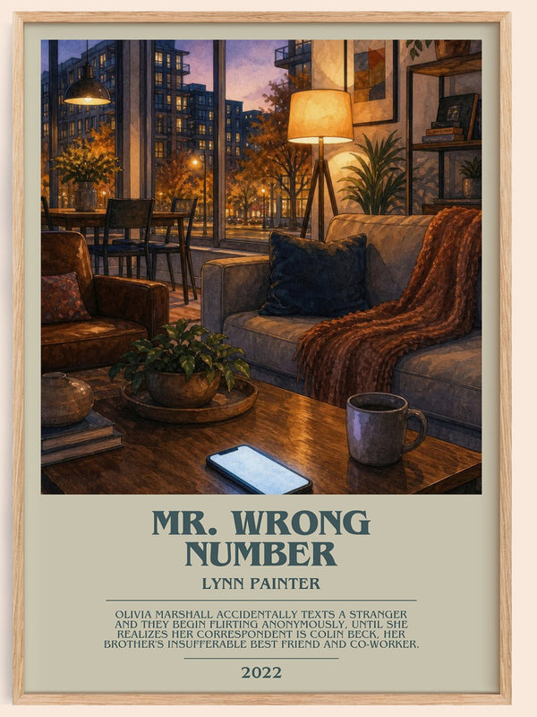 Mr. Wrong Number bookish book poster by Lynn Painter – framed literary art print
