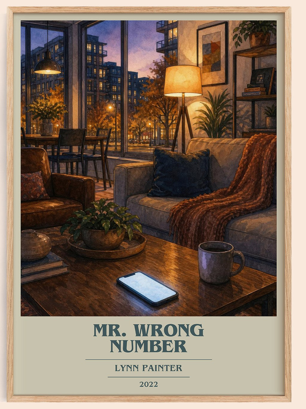 Mr. Wrong Number book cover book poster by Lynn Painter – framed literary art print