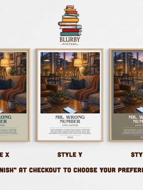 Mr. Wrong Number bookish print in frame leaning in hallway – romance wall art