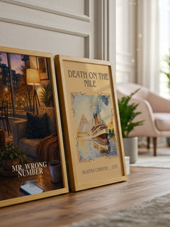 Mr. Wrong Number watercolour print framed by window – literary home decor