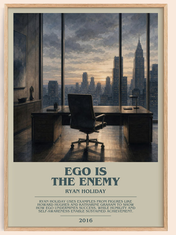 Ego is the Enemy bookish book poster by Ryan Holiday – framed literary art print
