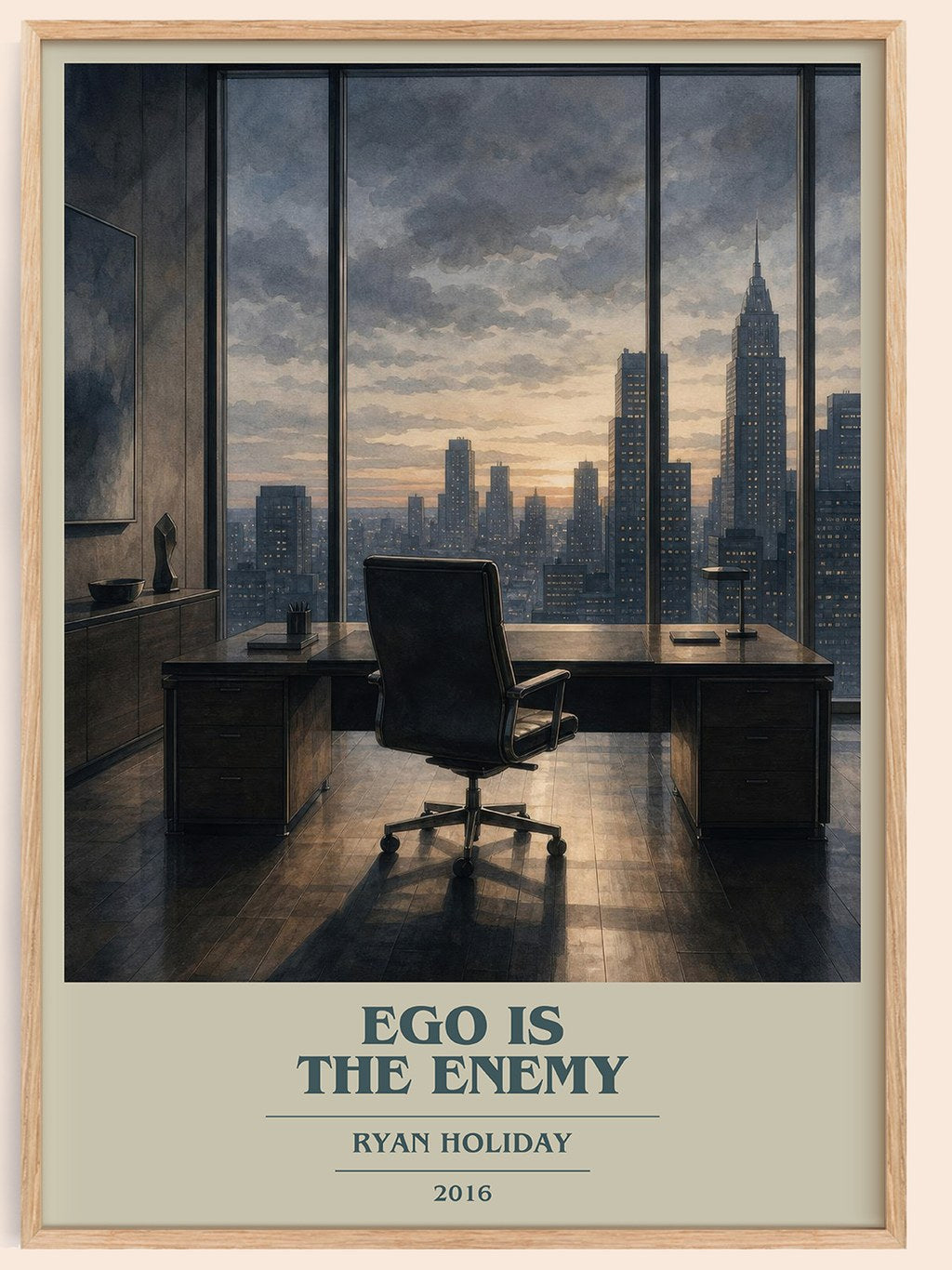 Ego is the Enemy book cover book poster by Ryan Holiday – framed literary art print