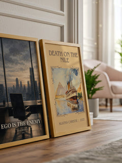 Ego is the Enemy watercolour print framed by window – literary home decor