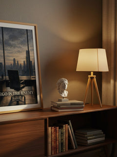 Ego is the Enemy watercolour print on bookshelf – Ryan Holiday fan gift