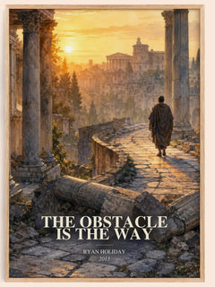 The Obstacle is the Way watercolour book poster by Ryan Holiday – framed literary art print