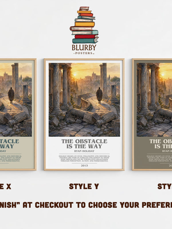 The Obstacle is the Way bookish print in frame leaning in hallway – philosophy wall art