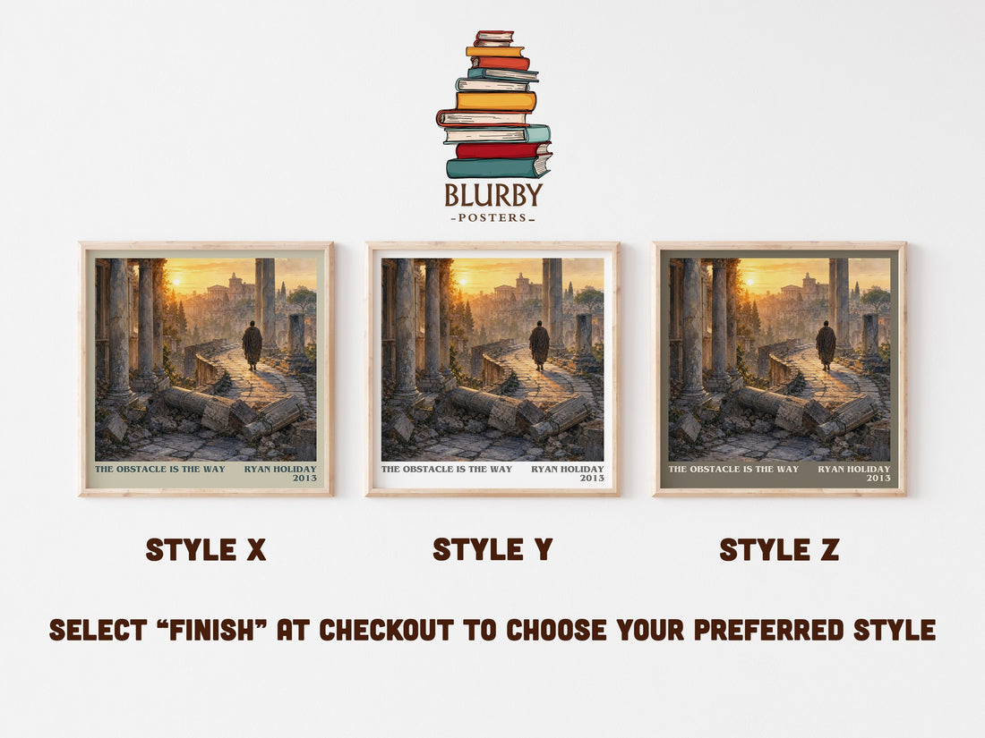 The Obstacle is the Way literary print in frame leaning in hallway – philosophy wall art (mockup)