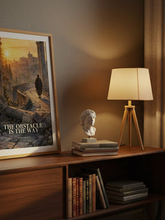 The Obstacle is the Way watercolour print on bookshelf – Ryan Holiday fan gift