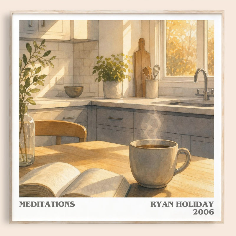 Meditations literary book poster by Ryan Holiday – framed literary art print