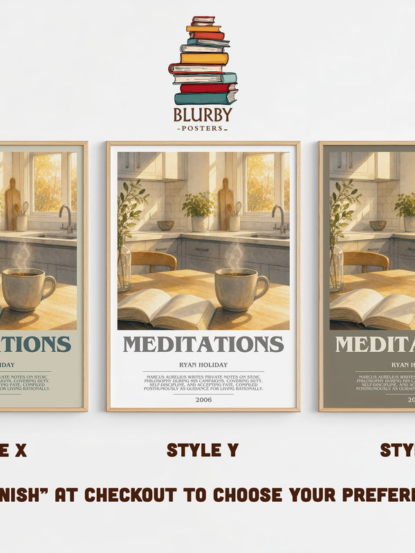 Meditations bookish print in frame leaning in hallway – philosophy wall art