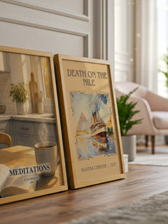 Meditations watercolour print framed by window – literary home decor