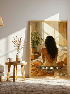 Home Body watercolour print in frame leaning in hallway – poetry wall art