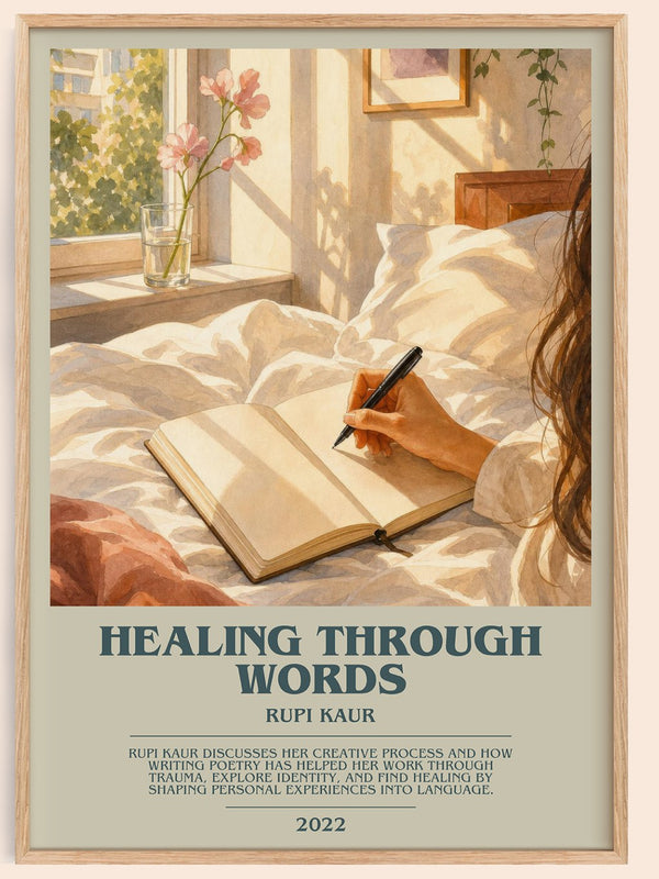 Healing Through Words bookish book poster by Rupi Kaur – framed literary art print